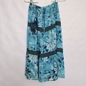 SAG HARBOR MAXI SKIRT WOMEN BLUE GREEN DRAW STRING CLOSURE TIE (16)